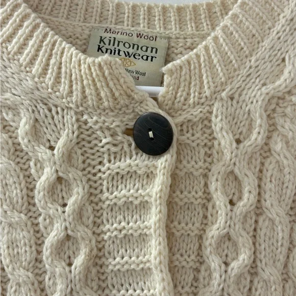 Kilronan Knitwear Merino Wool Cable Knit Cardigan Sweater Ireland L - Picture 11 of 14